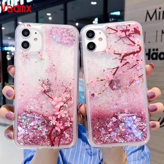 Ốp Điện Thoại Kim Tuyến Nước Họa Tiết Hoa Cho iPhone 12 Mini 11 Pro Max X XR XS Max 7