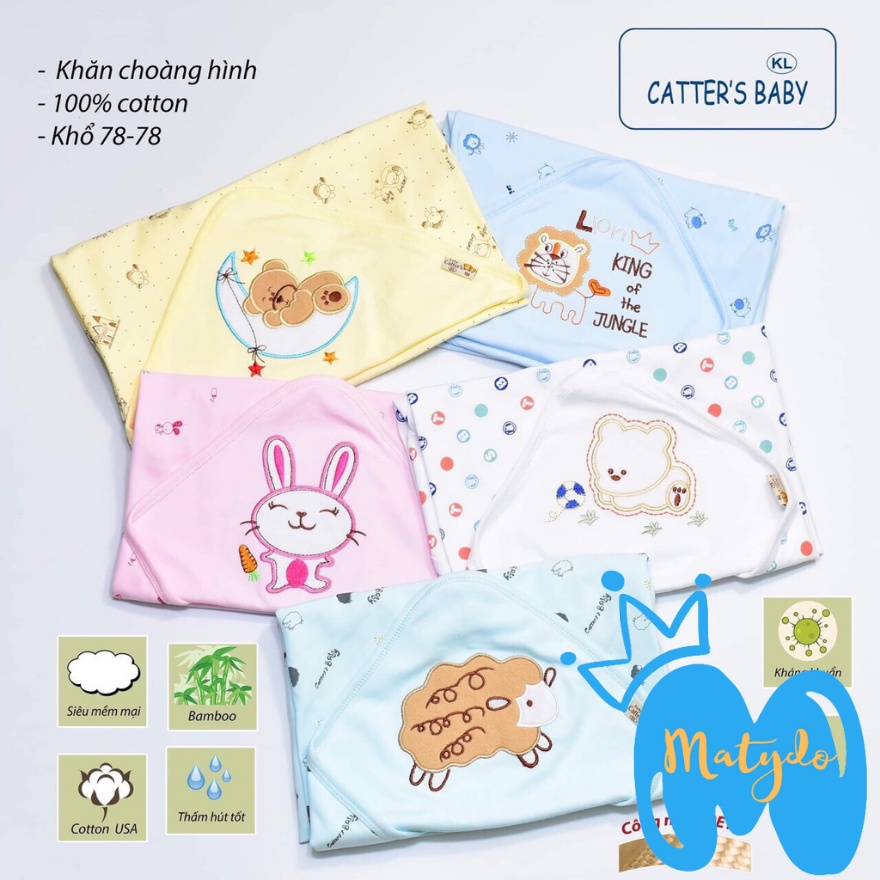 Khăn ủ tắm cho bé MATYDO vải cotton mềm mại thoáng khí thấm hút cao cấp có mũ giữ ấm cho trẻ sơ sinh mùa hè