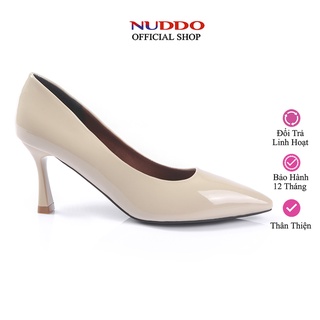 Giày công sở nữ cao gót 7 phân da bóng gót nhọn mũi nhọn thời trang cao cấp Nuddo _NB709