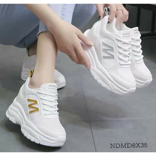 Giày Thể Thao Trắng Đế Cao Chữ M 3 Màu Cực Chất