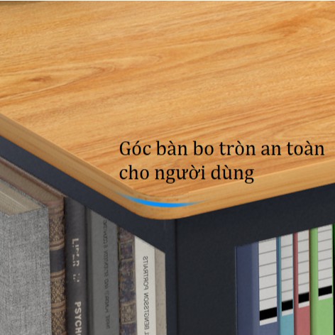 Bàn làm việc có kệ đa năng mặt bàn rộng chất liệu gỗ MDF chống ẩm thiết kế 2 tầng chân chống chữ U chắc chắn 140x60x73cm