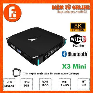 Android TV Box X3 Mini - Amlogic S905X3, 2GB Ram, 16GB bộ nhớ trong, Android TV 9.0
