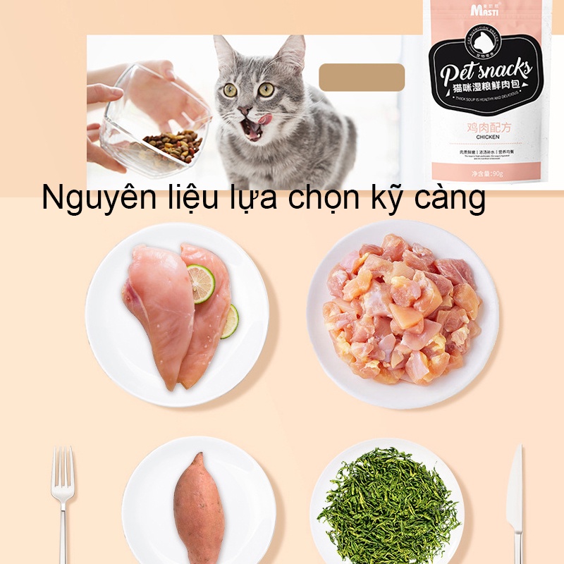 Súp thưởng cho mèo Hipipet MASTY gà xé thơm ngon béo ngậy giàu taurin vị gà -90gr