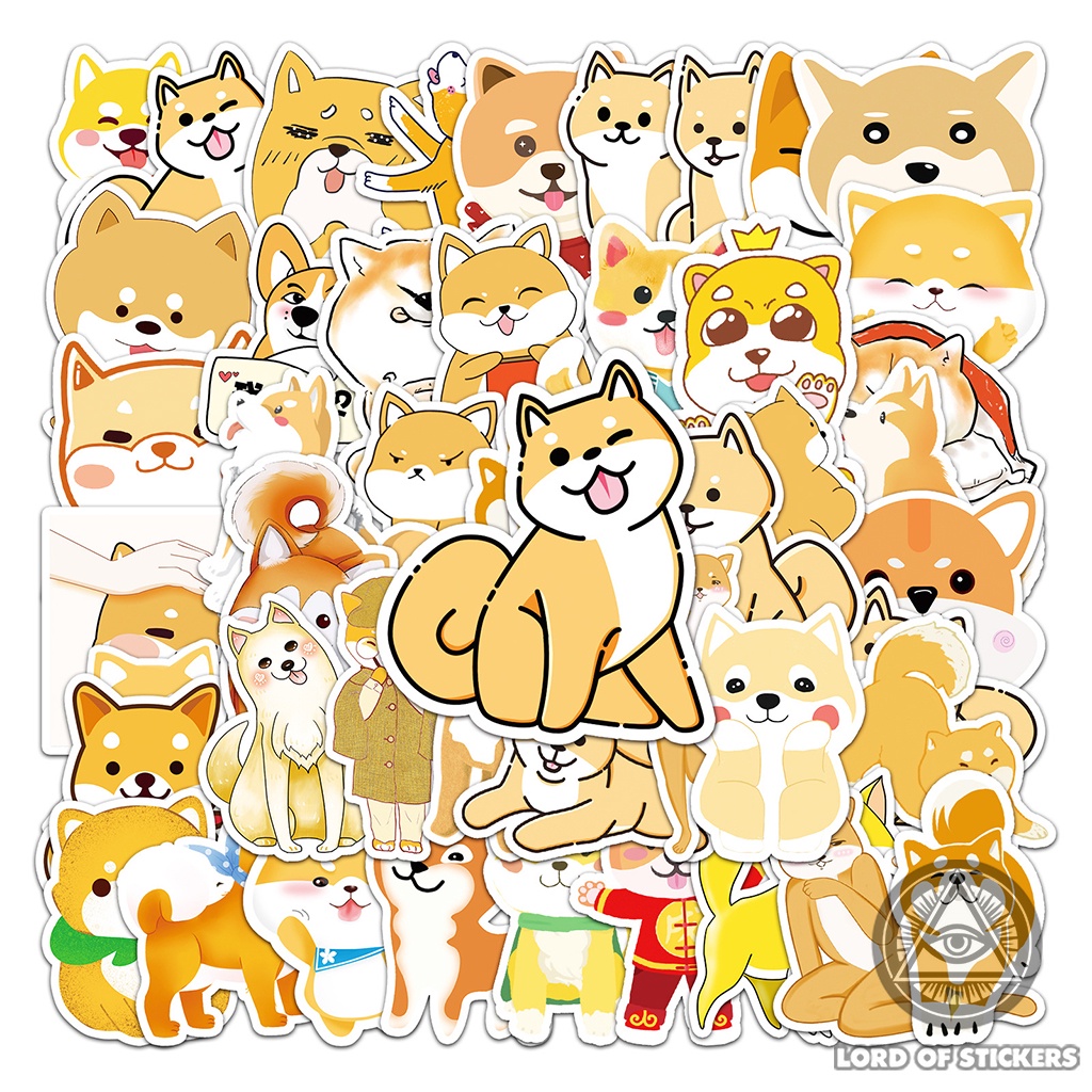 Set 51 Miếng Dán Chó Shiba Inu Sticker Hoạt Hình Cute Dễ Thương Chống Thấm Nước Trang Trí Mũ Bảo Hiểm, Laptop, Sổ, Vali