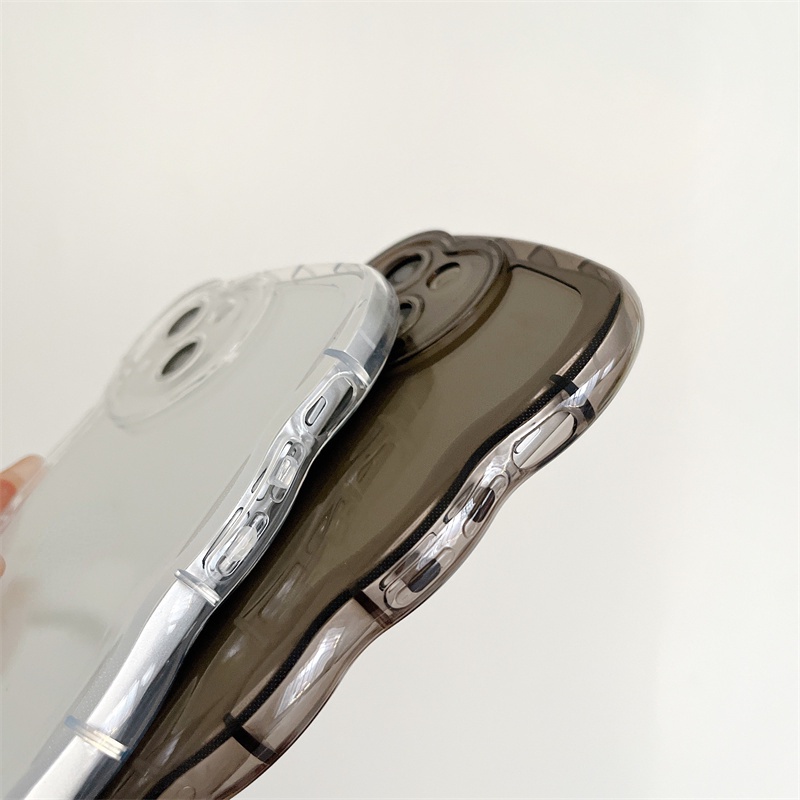 Ốp Điện Thoại TPU Mềm Trong Suốt Họa Tiết Trái Tim Viền Lượn Sóng Dễ Thương Cho iPhone 13 12 11 Pro Max X XR XS Max