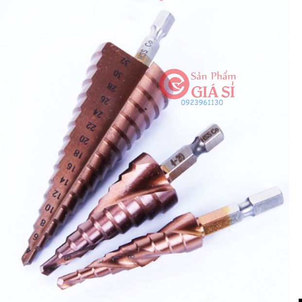 Mũi khoan tháp HSS Coban M35 khoan inox chuôi lục giác - mũi khoan bước ❤️freeship❤️