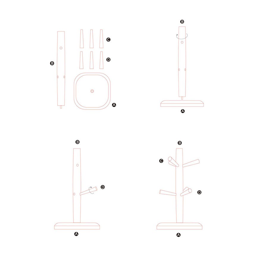 Cây treo cốc gỗ tự nhiên CTC01