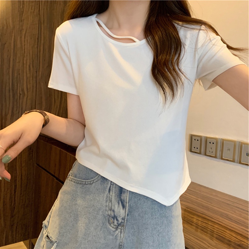 Áo thun SUXI tay ngắn kiểu dáng đơn giản dễ phối đồ thời trang mùa hè cho nữ