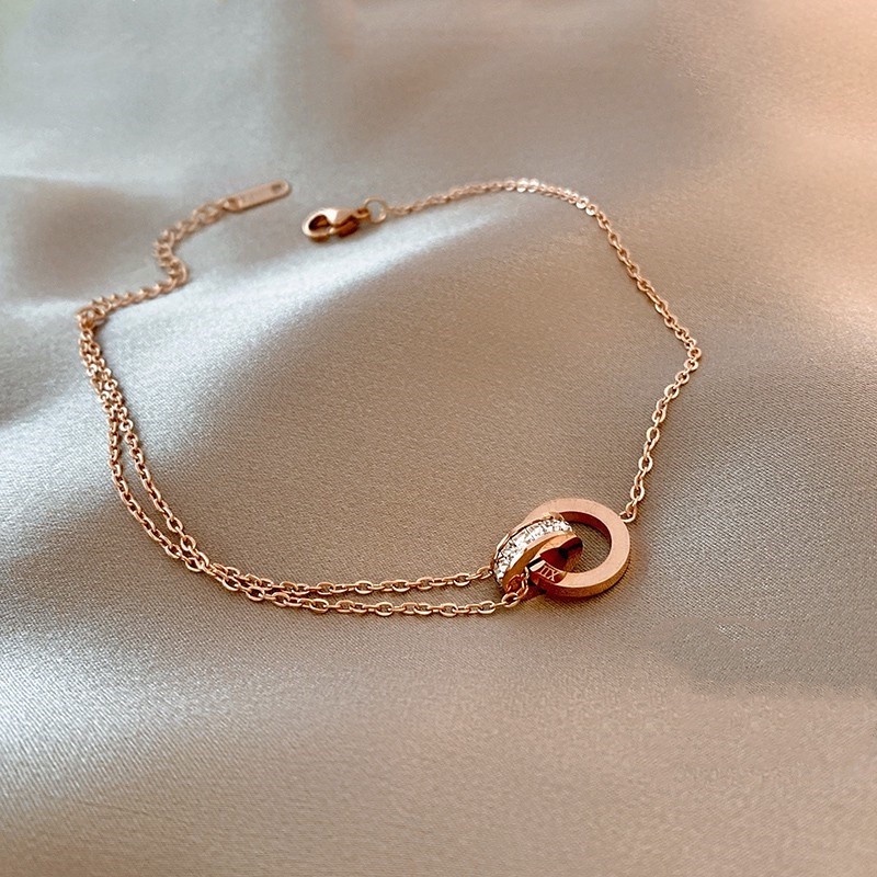 Lắc tay titan nữ không gỉ khắc số la mã vòng tay nữ phong cách ins hàn quốc