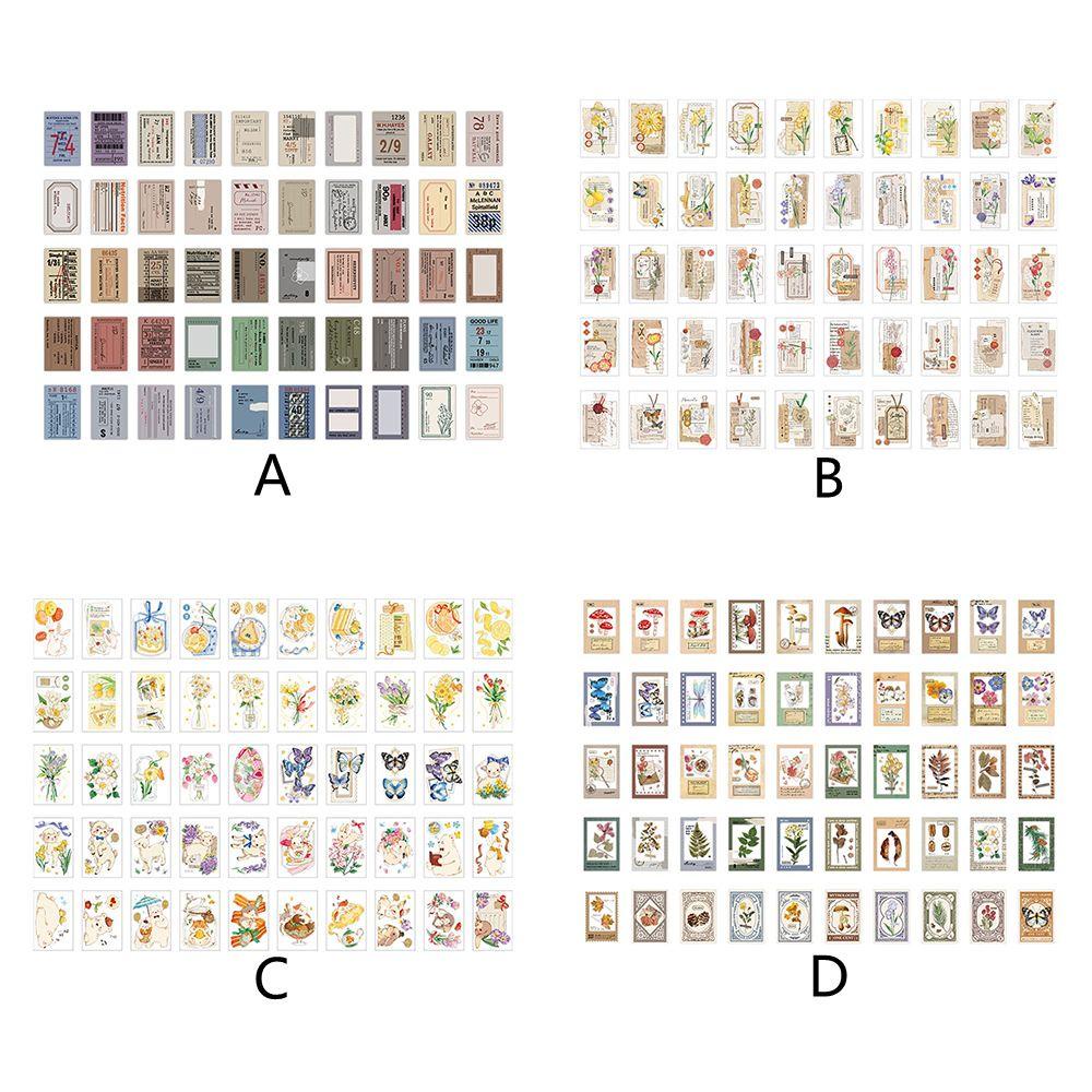 LAYOR1 Bộ 50 Sticker Trang Trí Sổ Tay Phong Cách Vintage