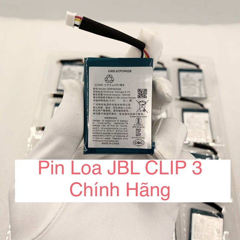 Pin Loa JBL CLIP 3 - 1000mAh Hàng Chính Hãng Great Power