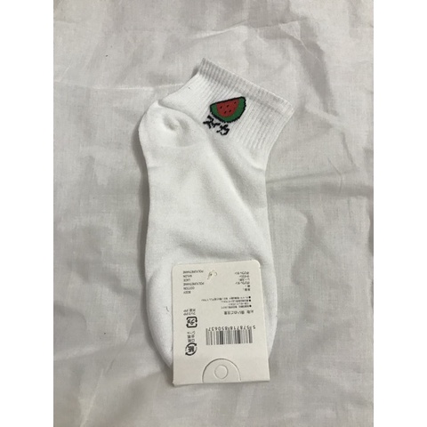 Tất Trắng Hình Hoa Qủa Nữ,Nam Chất Không Xù,Thấm Hút Mồ Hôi Phong Cách Hàn Quốc Năm 2022