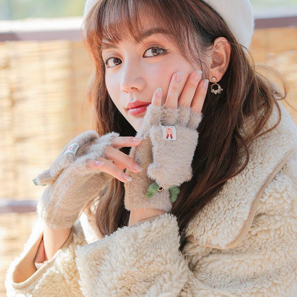 Găng Tay Len Hở Ngón Phong Cách Giáng Sinh Đơn Giản Cho Nữ