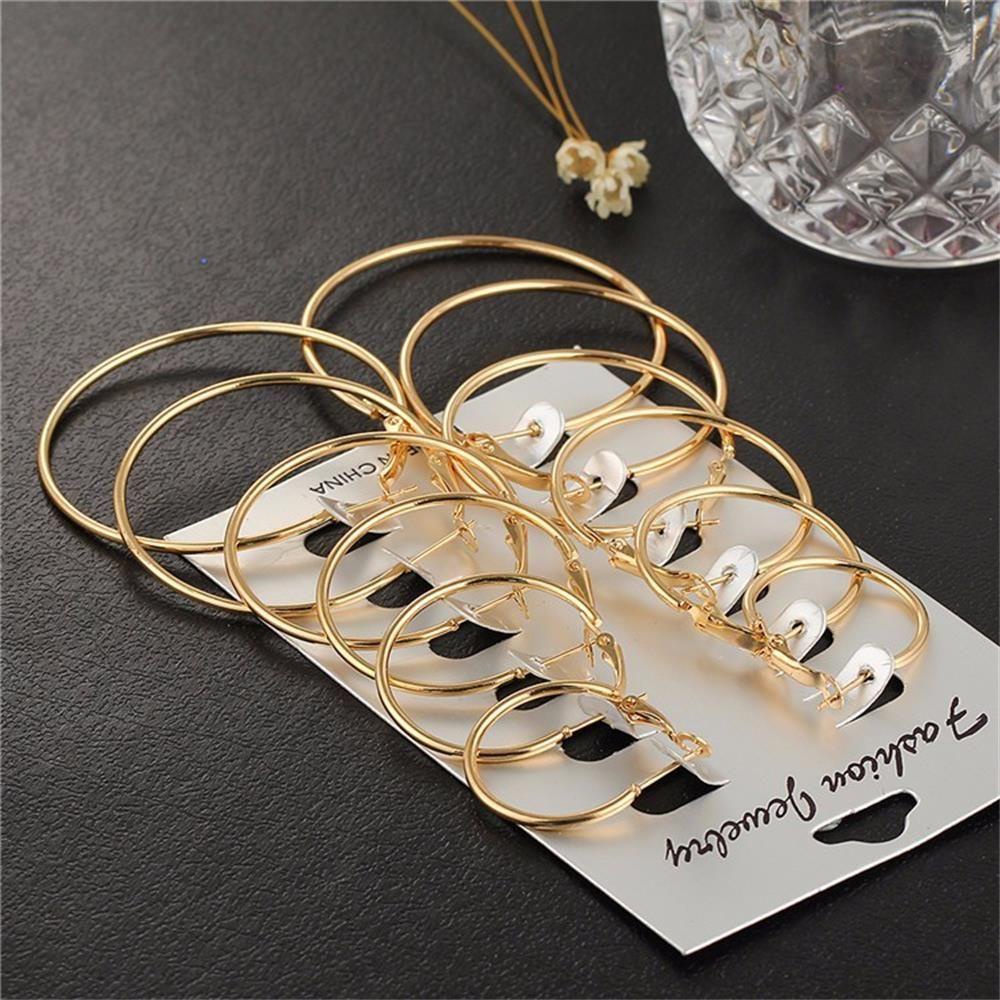 Set 6 Đôi Bông Tai Dạng Vòng Thời Trang|Vòng Tay Thời Trang Phong Cách Punk Cá Tính