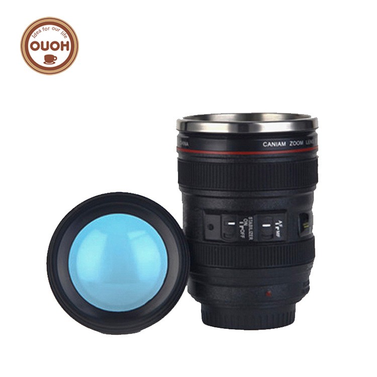 Cốc Cà Phê Hình Ống Kính Lens Máy Ảnh Có Nắp