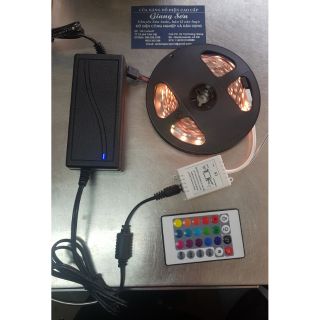 Cuộn led rbg 7 màu 5m/12v + bảng điều khiển rgb + hộp đổi nguồn 220v ra 12v
