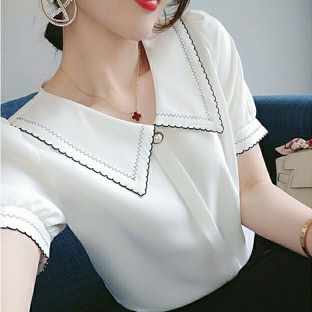 Áo Sơ Mi Chiffon Tay Ngắn Thời Trang Mùa Hè Cho Nữ