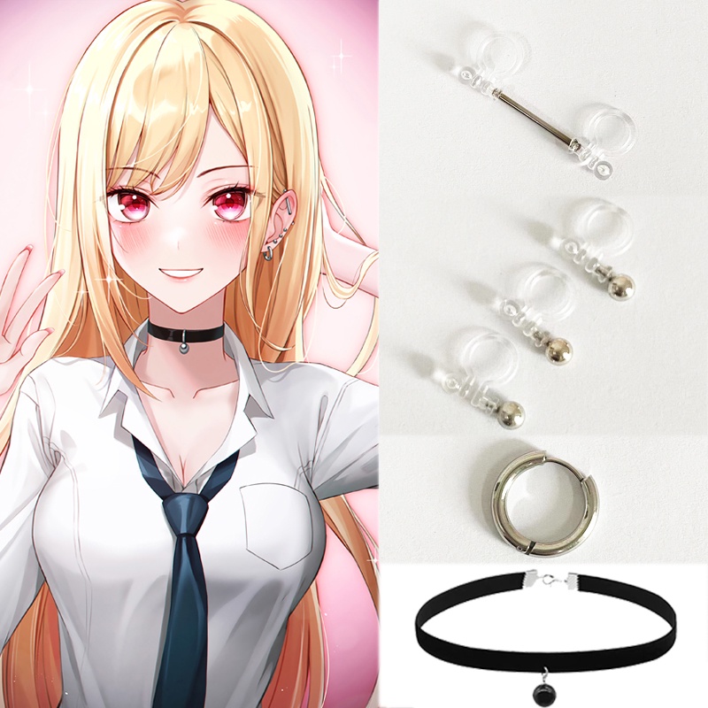 Khuyên Tai Kim Loại Phong Cách Anime My Dress Up Darling Kitagawa Marin Thời Trang
