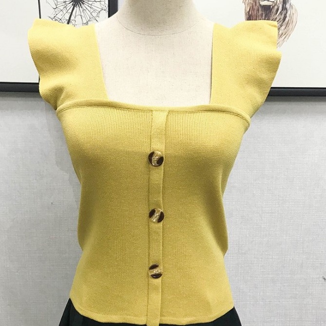 IELGY Áo Dệt Kim Không Tay Màu Trơn Thời Trang Mùa Hè Cho Nữ