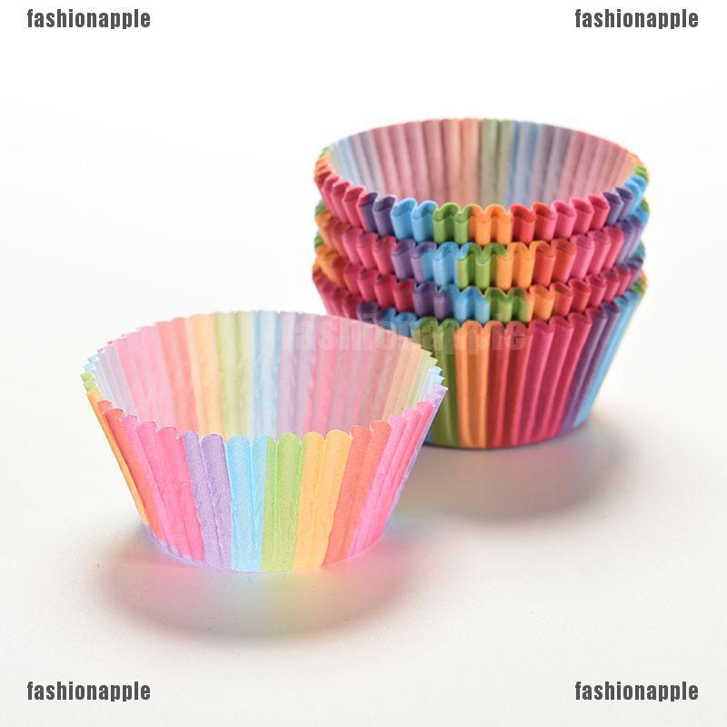 100X Rainbow Papier Tasse Kuchen-Zwischenlagen Backen Cup-Hüllen-Partei