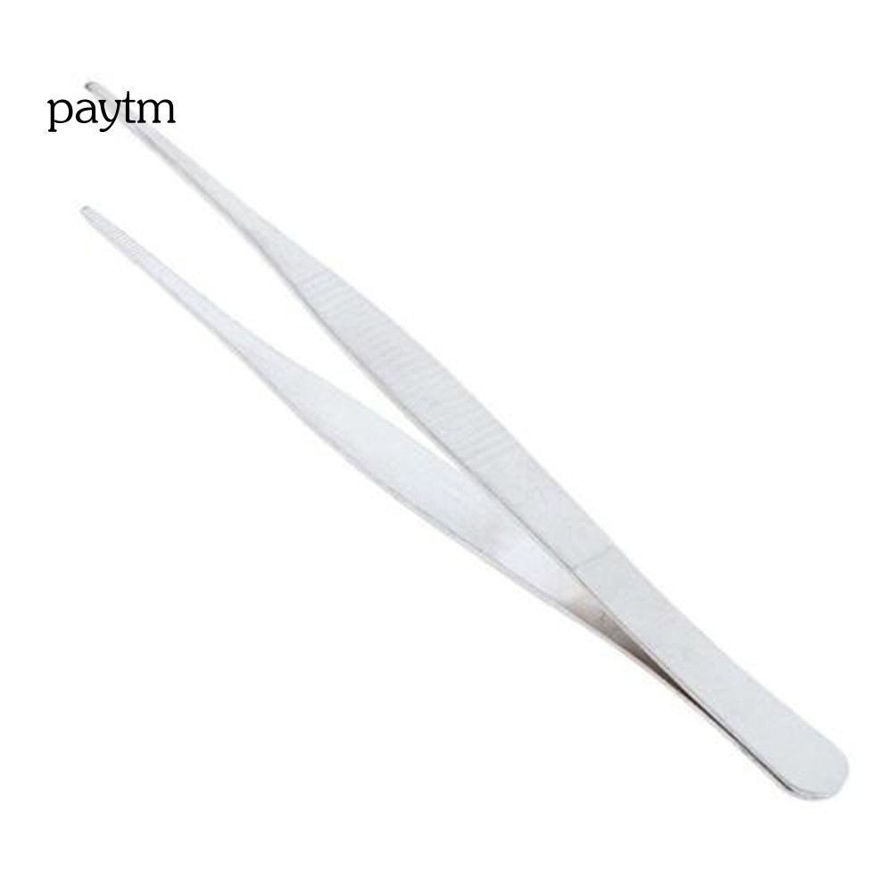 PM 18cm Stainless Steel Round Head Tweezers Crafting Repairing Experiment Tool