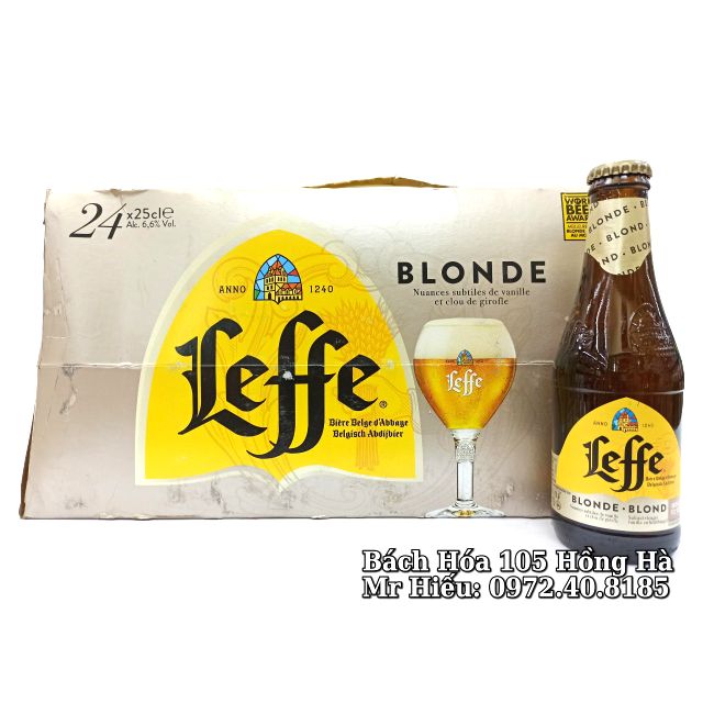 Thùng bia Leffe vàng chai 250ml