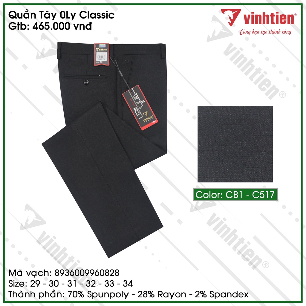 Quần Tây Nam Công Sở 0ly Classic Vĩnh Tiến 465