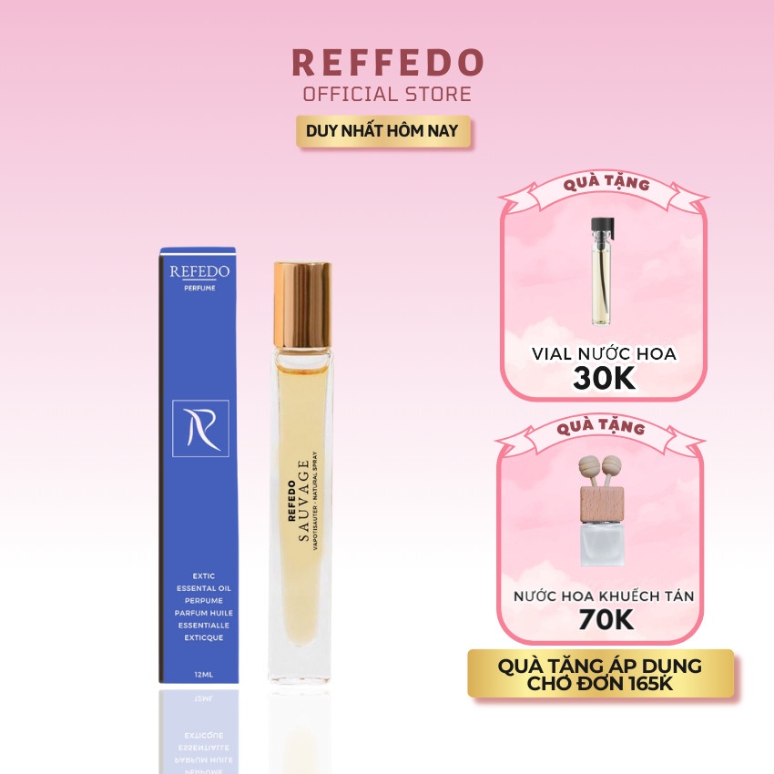 Tinh dầu nước hoa nam mini, dầu thơm nước hoa REFEDO Sauvage 12ml dạng xịt lưu hương lâu, in tên lên chai làm quà tặng