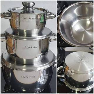 Bộ Nồi Inox FIVESTAR -Đáy Từ 3 Đáy -3 Món -Vung Inox- Dùng Được Trên Mọi Loại Bếp - Bảo Hành 5 chính hãng