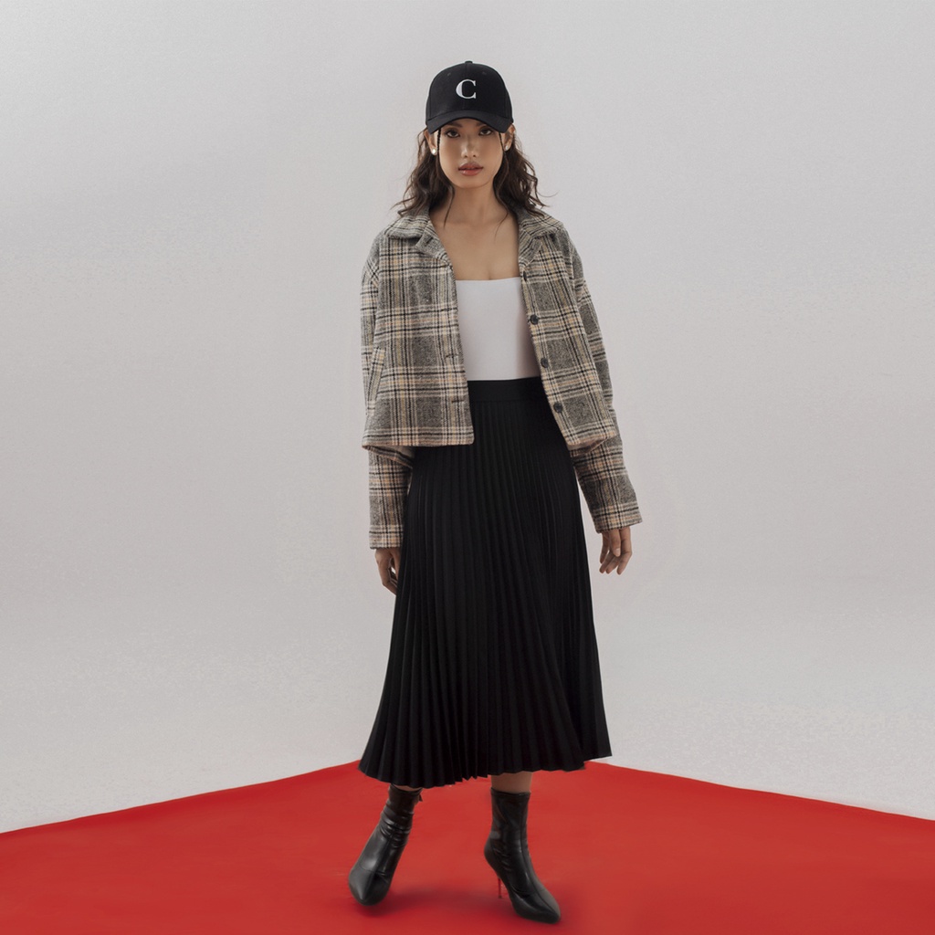 TATICHU - Cropped Jacket _ Áo khoác croptop nỉ bố caro