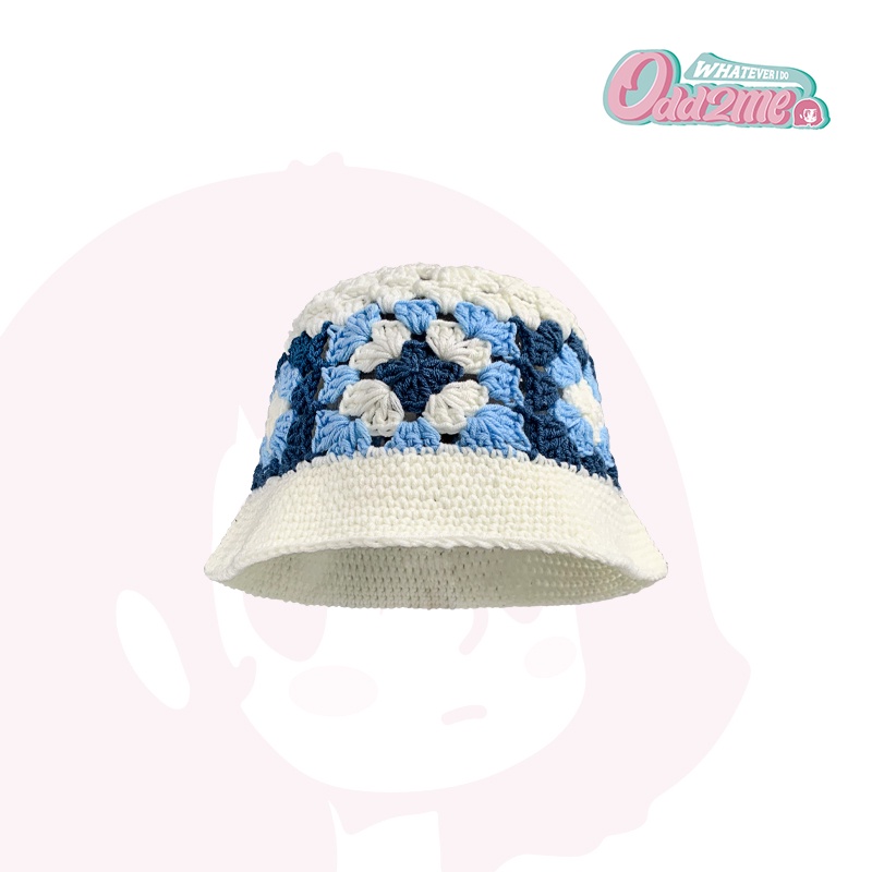 Mũ bucket đan len bông hoa thời trang nữ dễ phối đồ