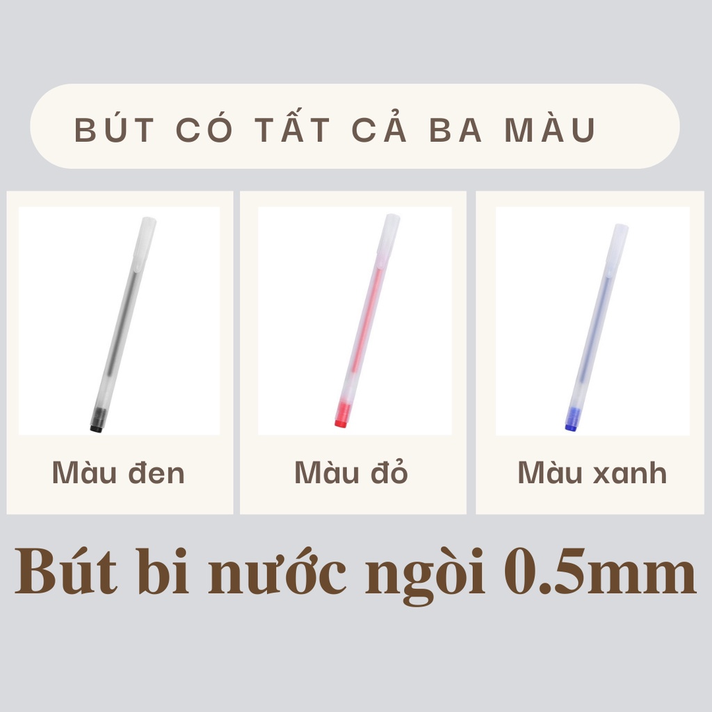 Bút bi nước ngòi 0.5mm gel mực đen vỏ nhám viết chữ êm có thể thay ruột dùng cho học sinh sinh viên