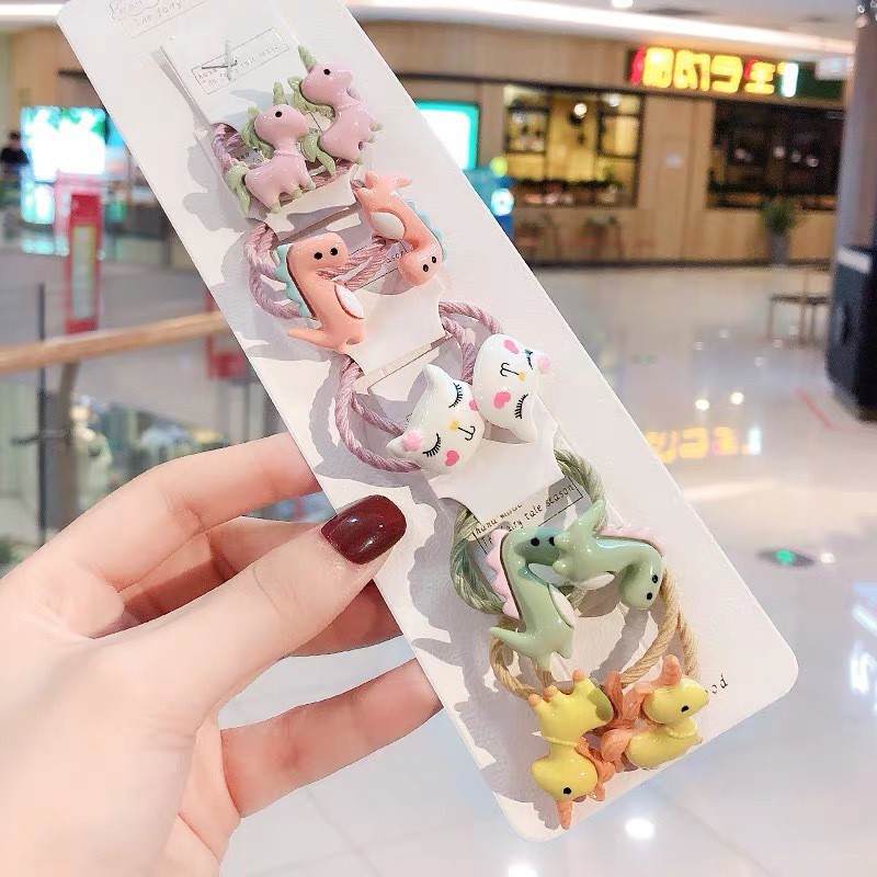 Set dây buộc tóc hoạt hình dễ thương cho bé  (1 set gồm 10 chiếc)
