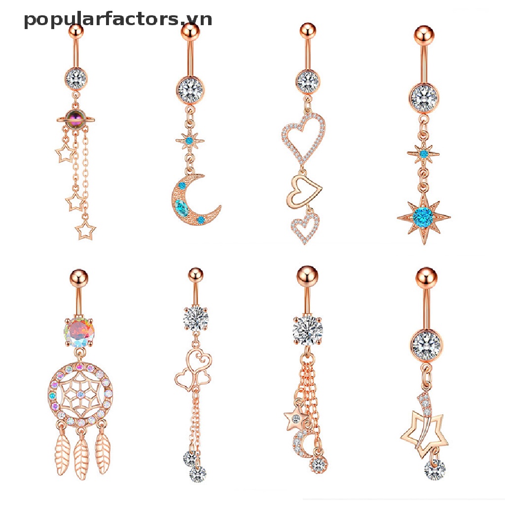Khuyên rốn thiết kế nhiều kiểu dáng tùy chọn đính đá zircon thời trang đa năng