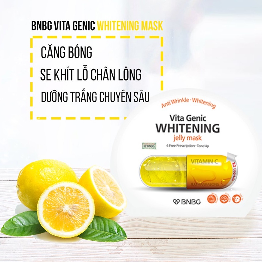 [VÀNG] COMBO 5 MẶT NẠ BNBG VITAMIN C giúp dưỡng da trắng sáng, làm đều màu da Vita Genic Whitening Jelly Mask 30mlx5