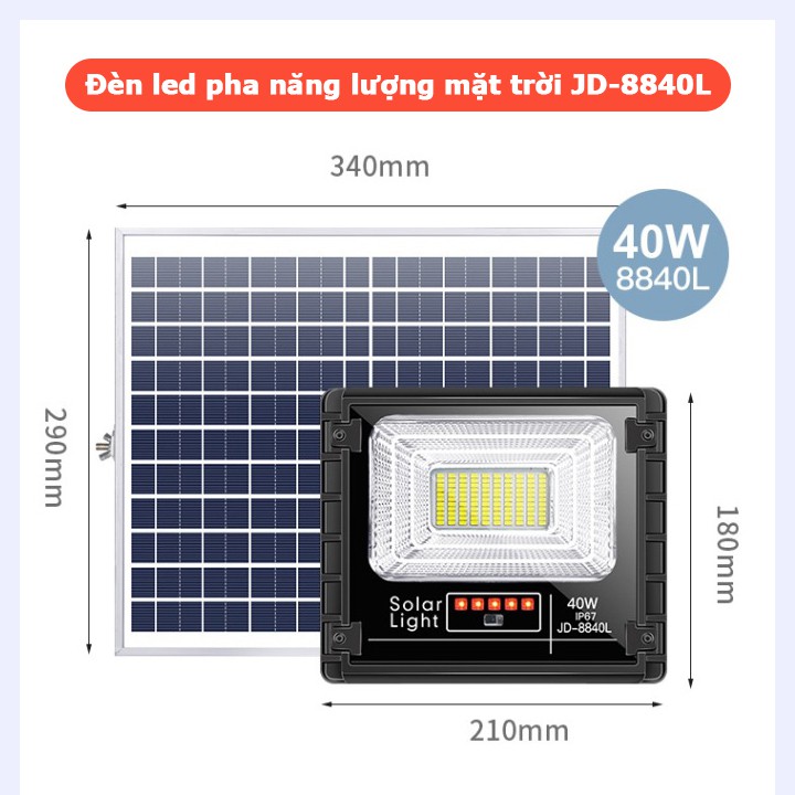 Đèn led pha nhôm năng lượng mặt trời JD-8840L 40W