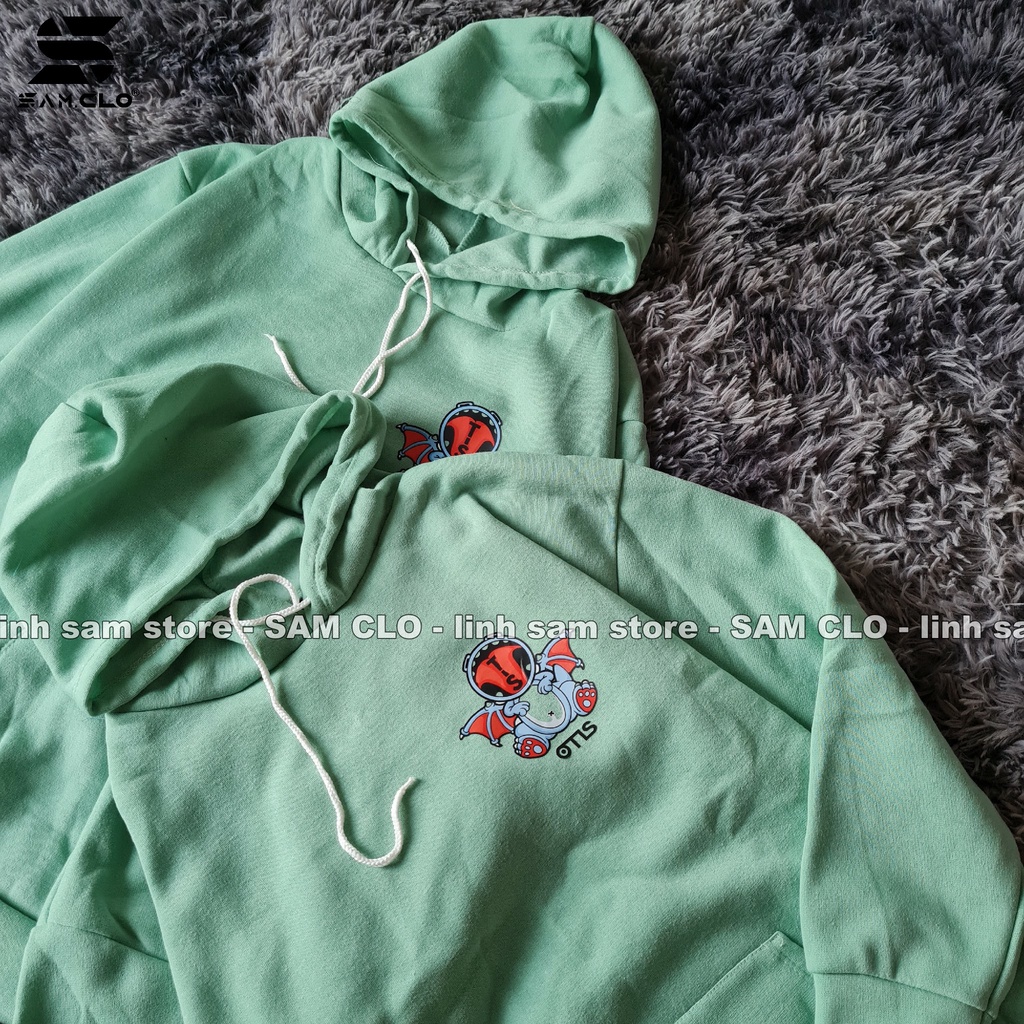 Áo khoác nỉ nữ SAM CLO hoodie chui có mũ NỈ 1 LỚP tay dài thu đông freesize dáng unisex in hình stitch OTIS