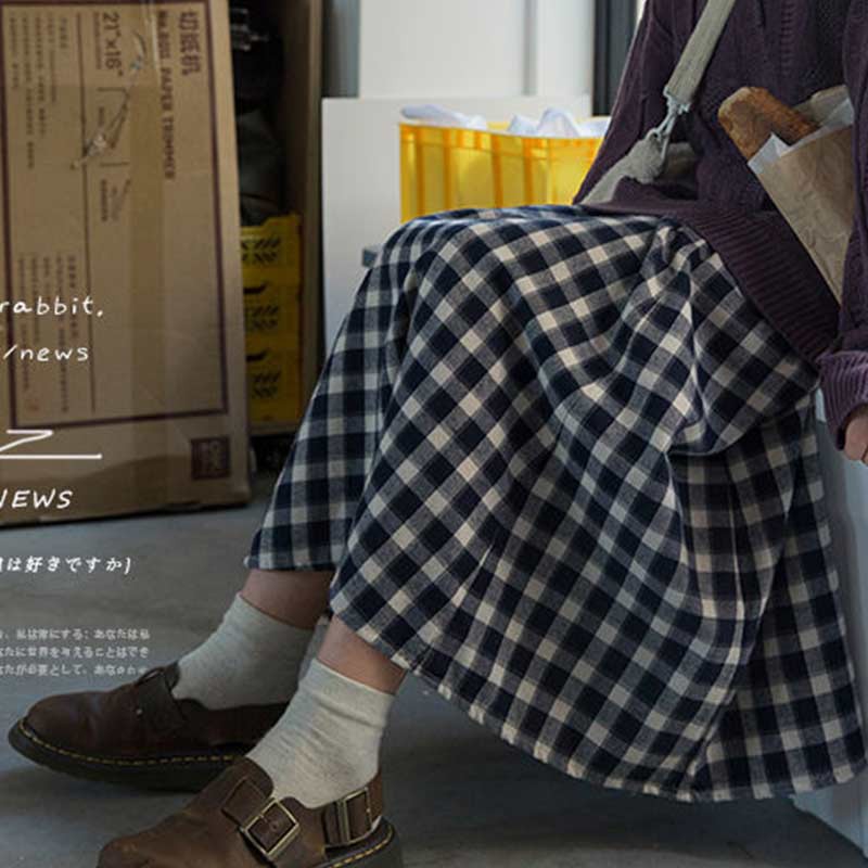 Chân Váy Dài Họa Tiết Kẻ Ô Vuông Chất Vải Thô Dáng Suông Ulzzang CV21 | BigBuy360 - bigbuy360.vn