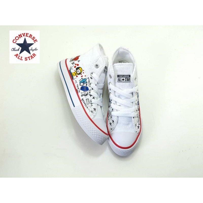 Giày Sneaker converse all star bt21 bts Họa Tiết Nhân Vật Hoạt Hình Đáng Yêu Dành Cho Bé