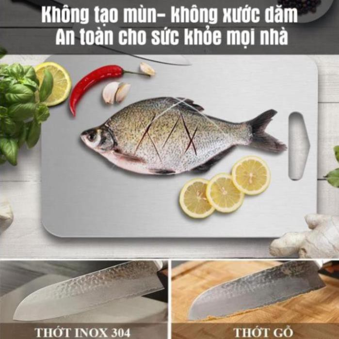 Thớt Inox 304 Kháng Khuẩn Cừờng Lực- Vệ Sinh Dễ Dàng- Chống Ẩm Mốc - Không Xước Dăm- Không Mùn Gỗ