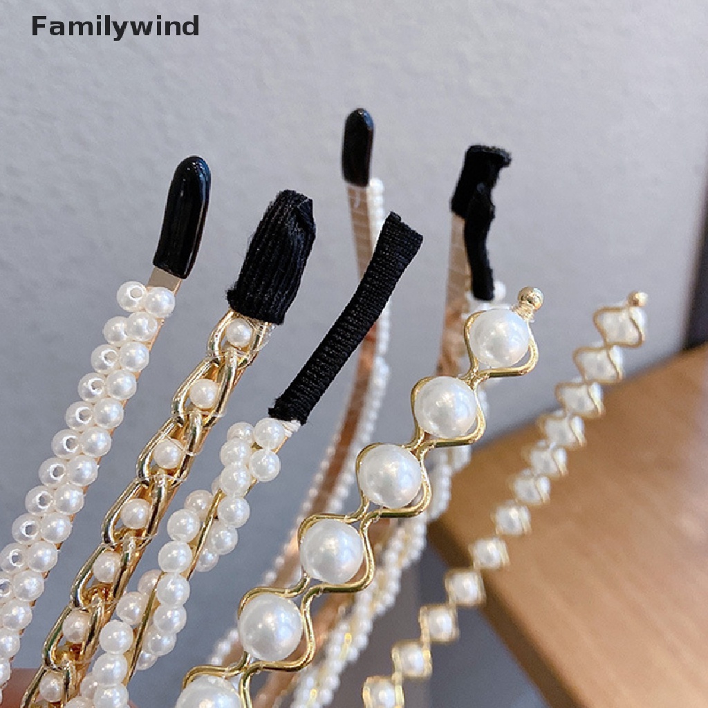 Familywind &gt; Băng Đô Hoa Thắt Nơ Đính Ngọc Trai Nhân Tạo Handmade Phong Cách Hàn Quốc Cho Nữ