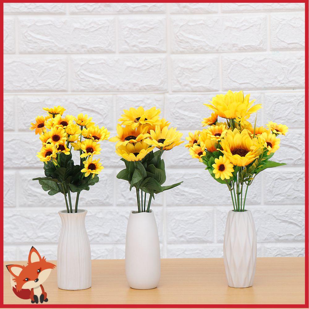 Bó Hoa Hướng Dương Nhân Tạo 7/13/24 Đầu Bằng Nhựa Trang Trí Nhà Cửa DIY