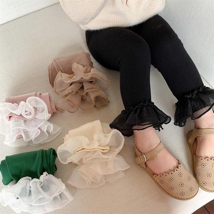 Quần Dài Phối Lưới Thời Trang Xuân Thu Cho Bé Gái