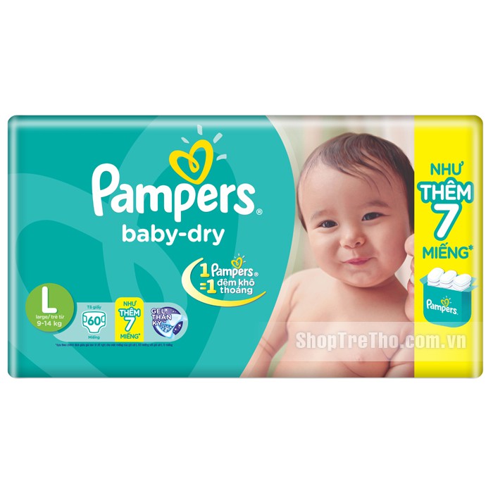 BỈM – TÃ DÁN PAMPERS BABY DRY SIZE L – 68 MIẾNG (CHO BÉ 9 – 14KG)