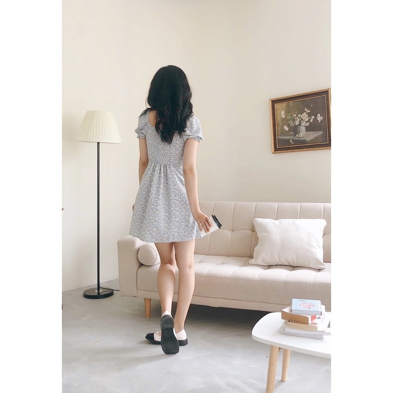 [Mã SKAMFA06 giảm 10% tối đa 50K đơn 0Đ] Naked By V - Váy mini hoa nhí Jasmine Dress (Blue) | BigBuy360 - bigbuy360.vn