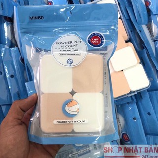 [Giá tốt] Bộ 16 cái bông mút đánh phấn hình vuông mềm mịn Miniso - Chính hãng - Chính hãng