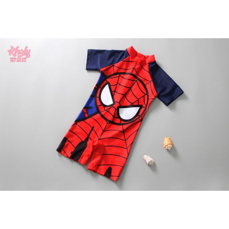 Đồ bơi , đồ lặn liền thân trẻ em hình người nhện Spiderman logo tròn màu đỏ xanh cho bé trai còn size S,M - 69NDBSPMTRO