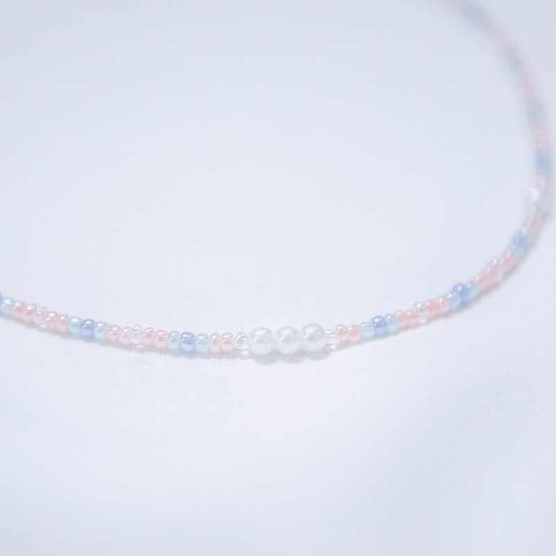 Handmade - Set vòng cổ vòng tay hat cườm pastel