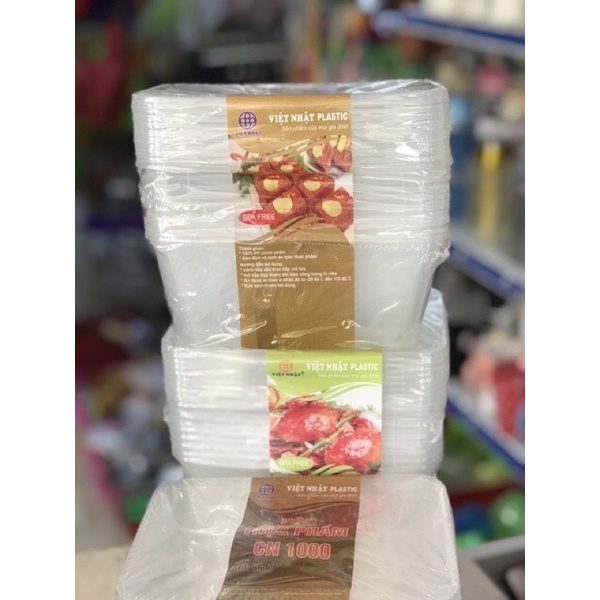 10 hộp đựng thực phẩm Việt Nhật 500ml, 750ml và 1000ml có nắp đậy