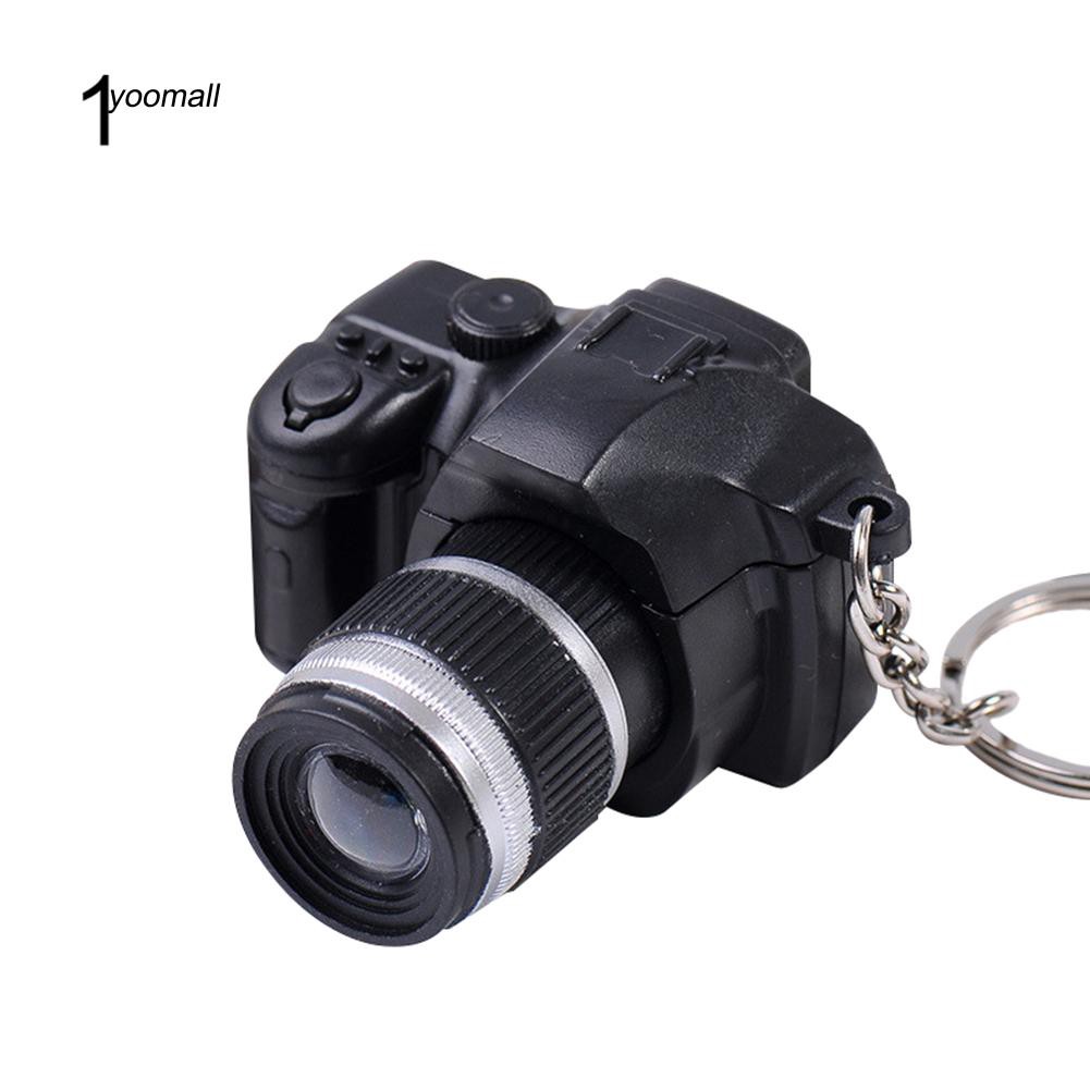 Móc khóa hình máy ảnh mini DSLR có đèn LED kiểu dáng sáng tạo